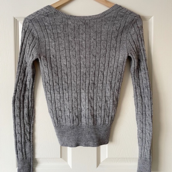 ✿ Aerie Grey Cable-knit Button-up Cardigan Size XS - Picture 3 of 3